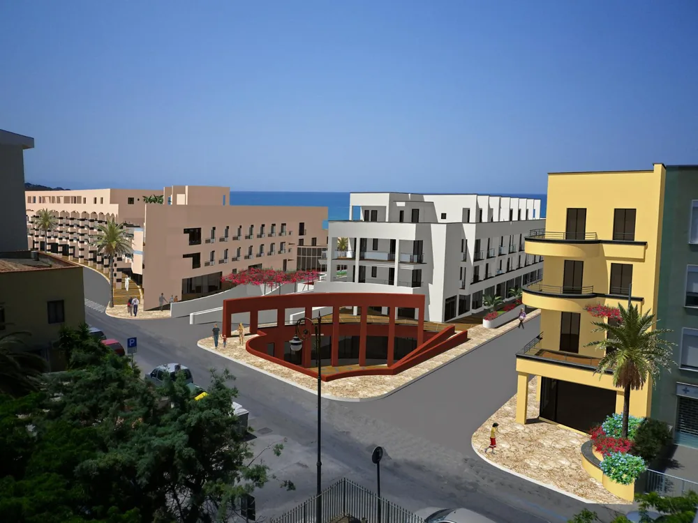 Render del progetto di riqualificazione sul lungomare di Cefalù