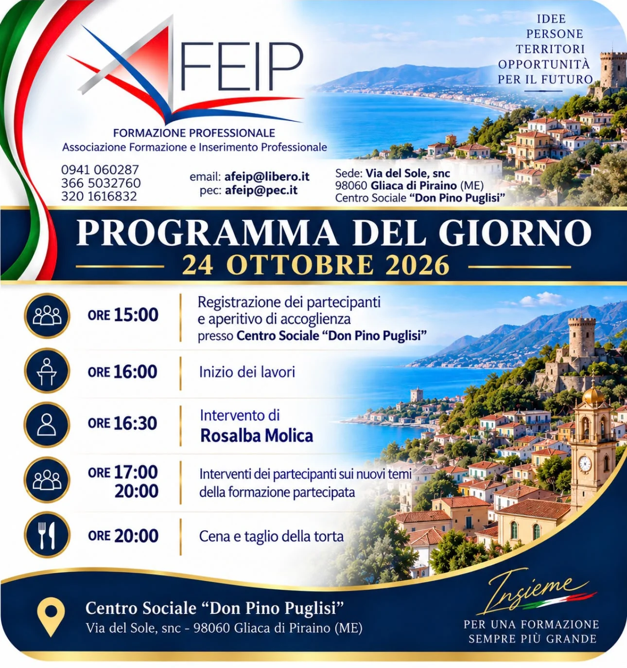 Programma del 24 ottobre 2026, AFEIP a Gliaca di Piraino